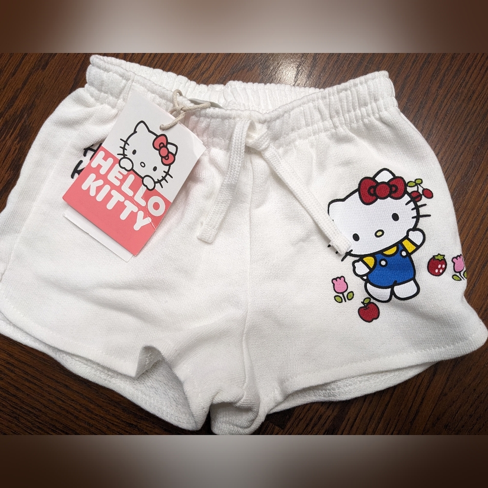 Zara Hello Kitty White Shorts with Cute Print Size 2 Nwt